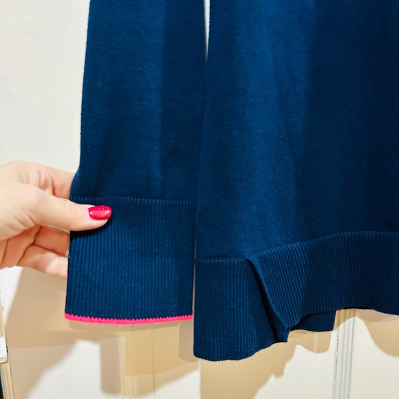 Lisa Todd Sweater Navy Blue Daisy Embroidered Preppy Quirky Couture Size XL - Picture 4 of 8